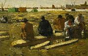 George Hendrik Breitner Lunch Break at the Building Site in the Van Diemenstraat in Amsterdam painting